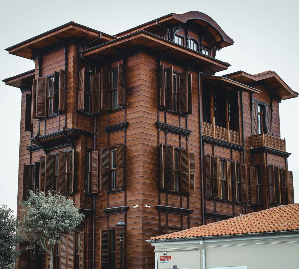 Captivating view of a historic Ottoman wooden house in Istanbul, Turkey, showcasing unique architecture.